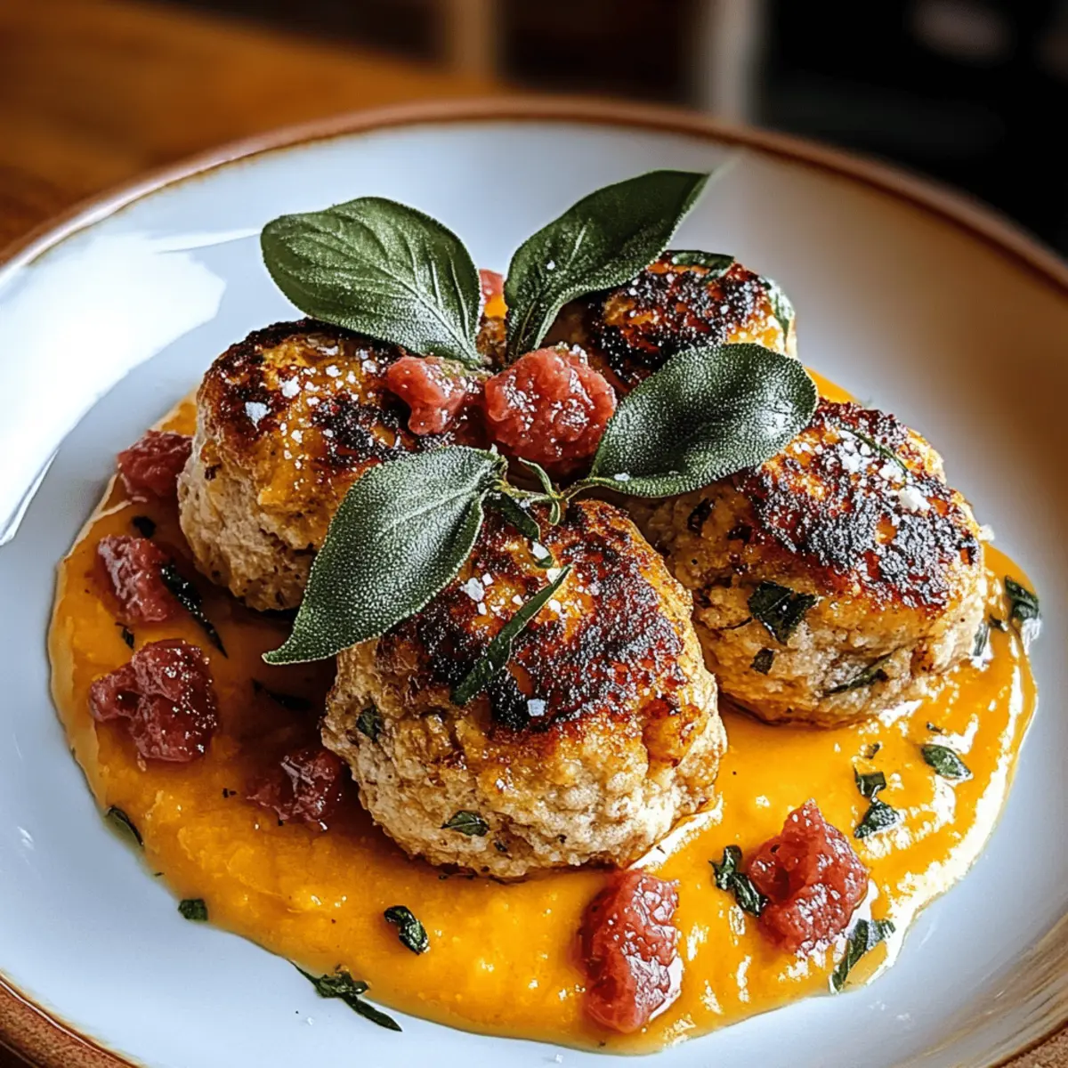 Turkey Meatballs in Pumpkin Sage Sauce