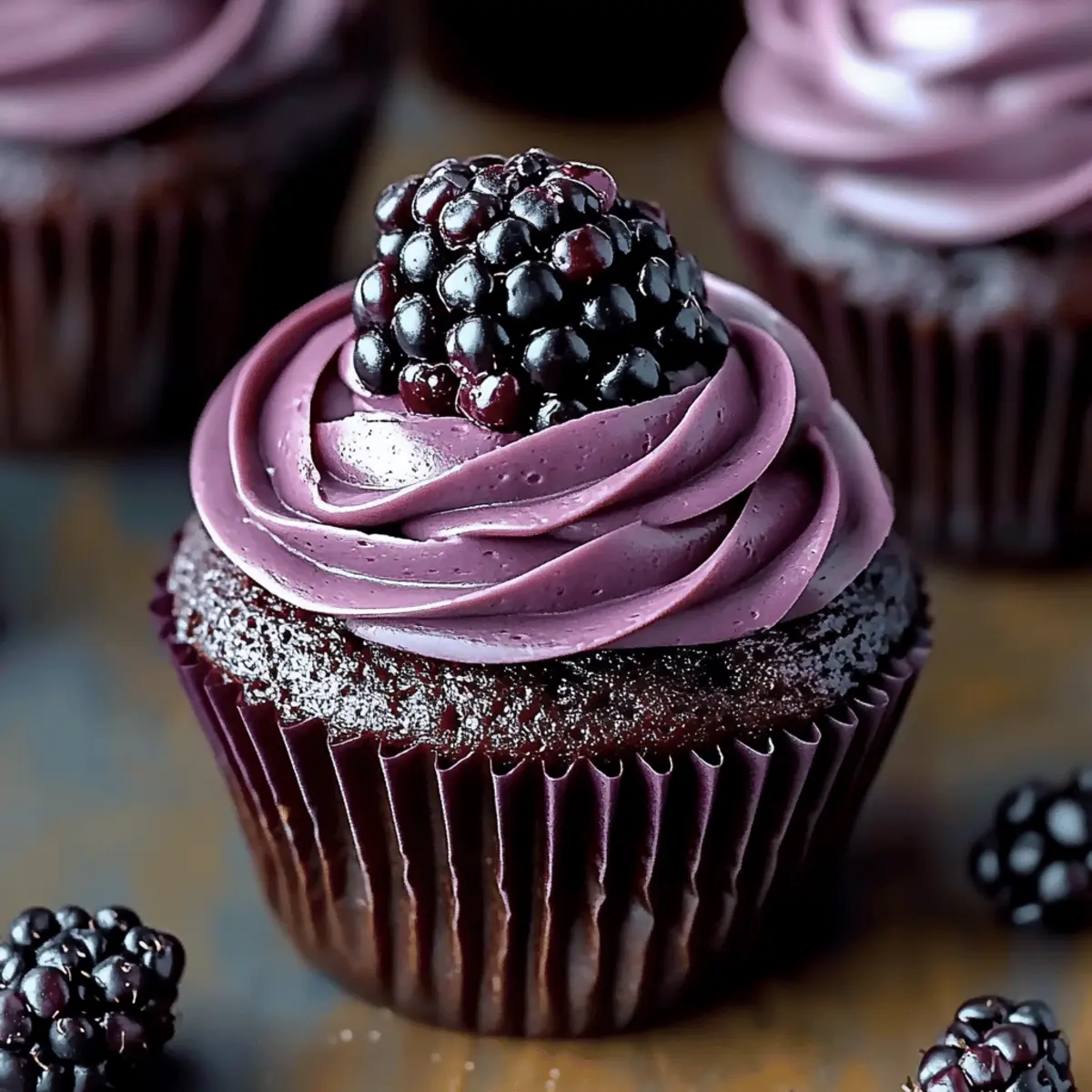 Dark Chocolate Blackberry Cupcakes