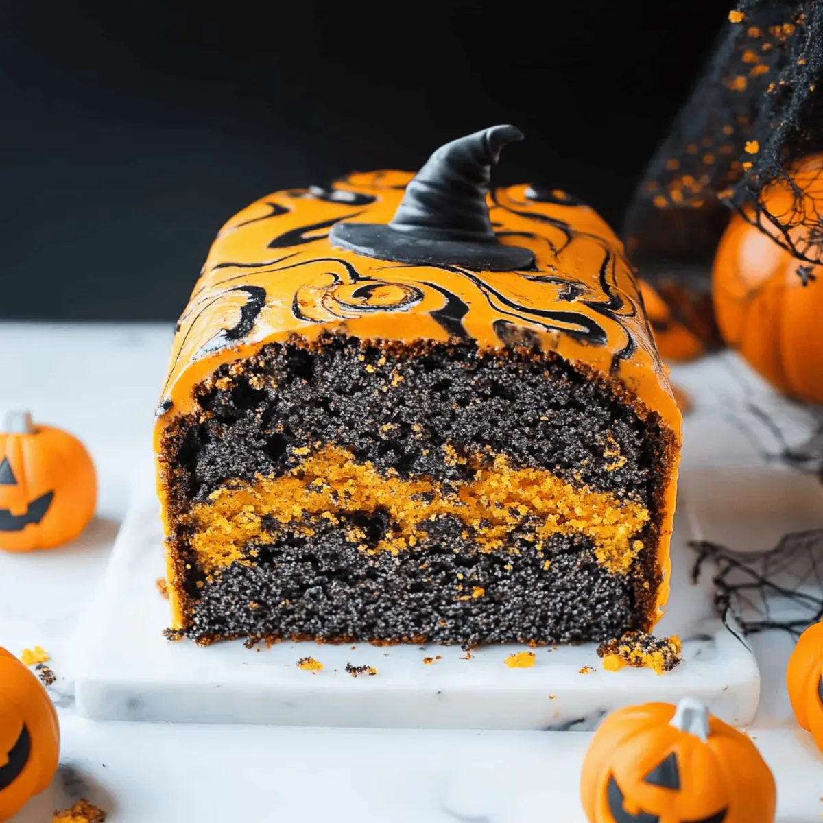 Orange and Black Halloween Marble Cake