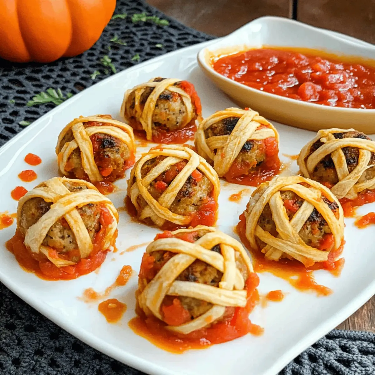 Halloween Mummy Meatballs