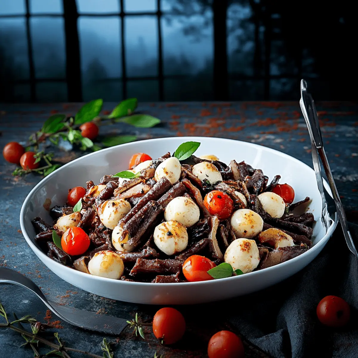 Halloween Caprese Pasta Salad