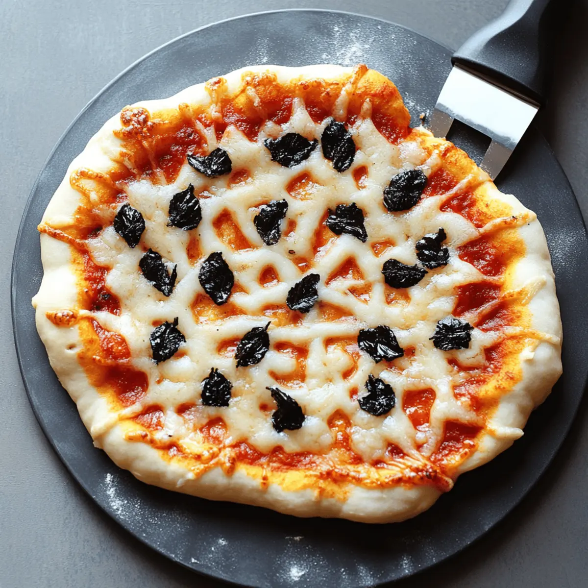 Creepy Halloween Spider Web Pizza