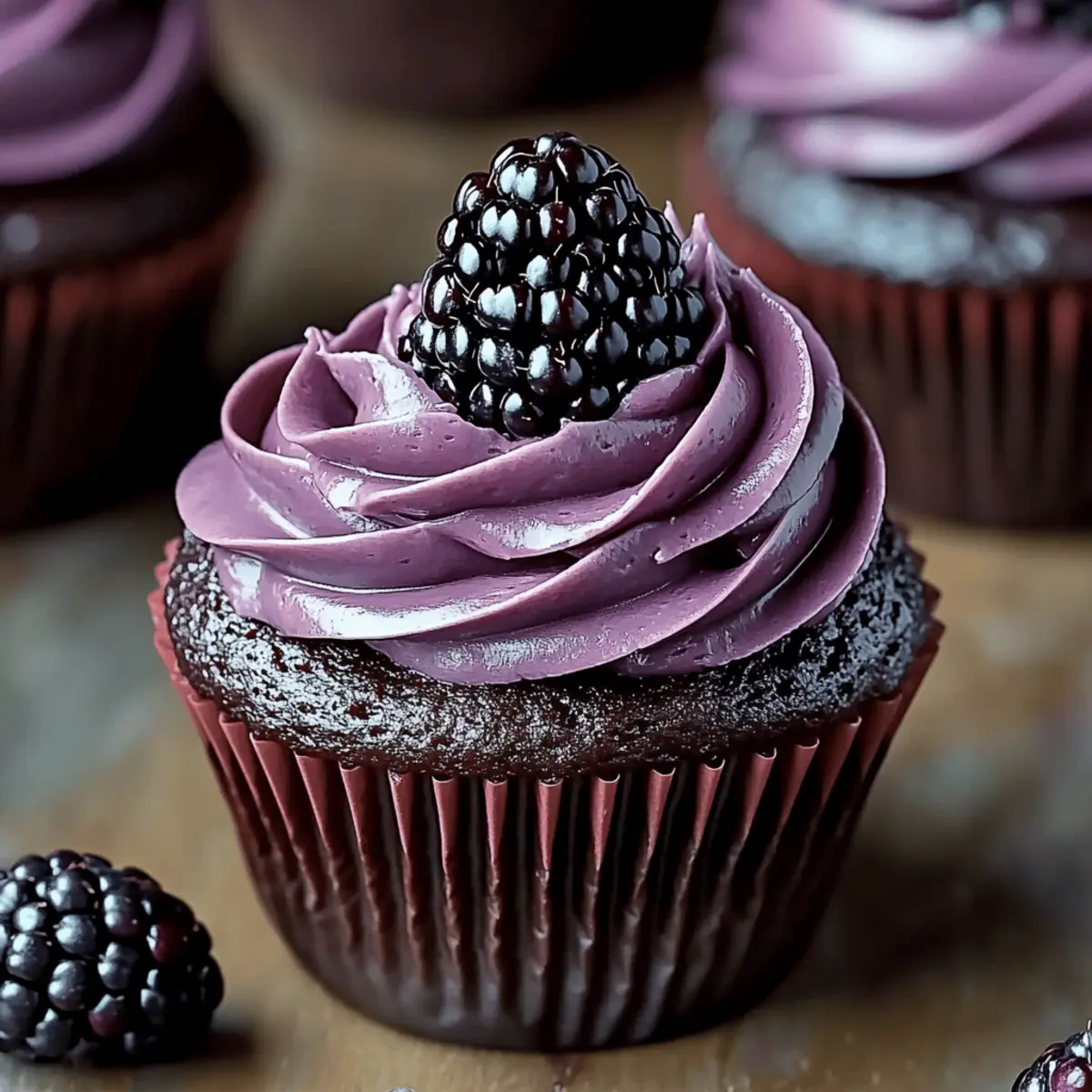 Dark Chocolate Blackberry Cupcakes