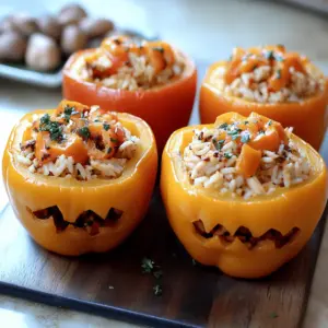 Shredded Chicken & Rice Stuffed Peppers
