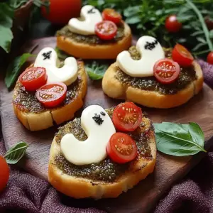 Caprese Crostini Ghosts