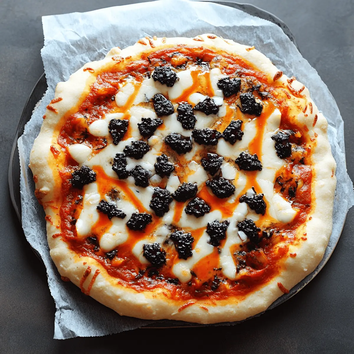 Creepy Halloween Spider Web Pizza