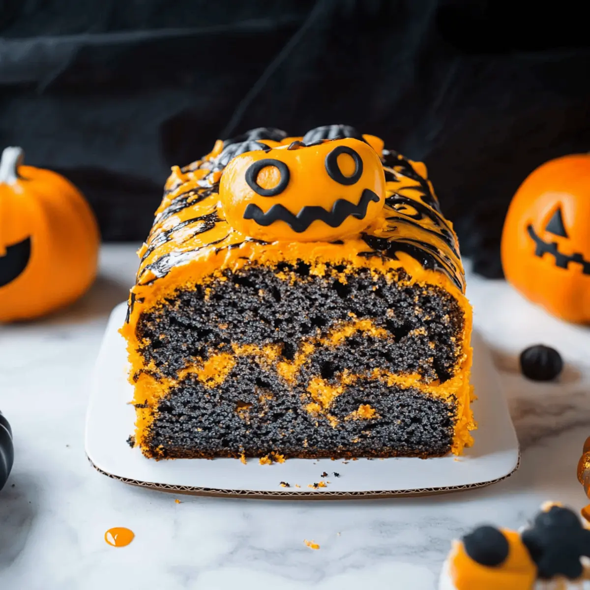 Orange and Black Halloween Marble Cake