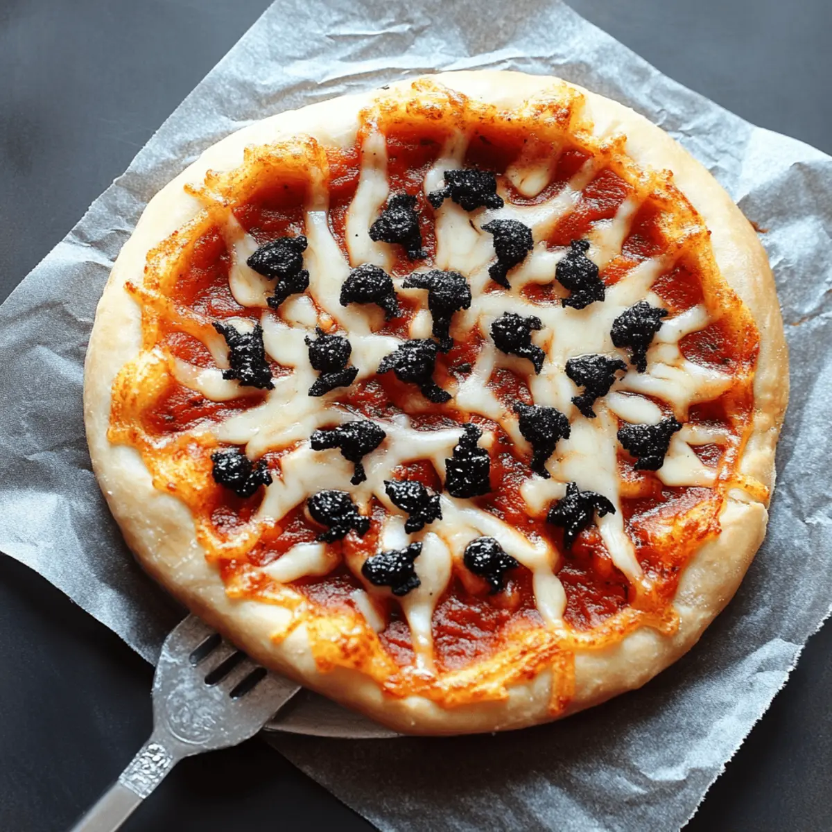 Creepy Halloween Spider Web Pizza