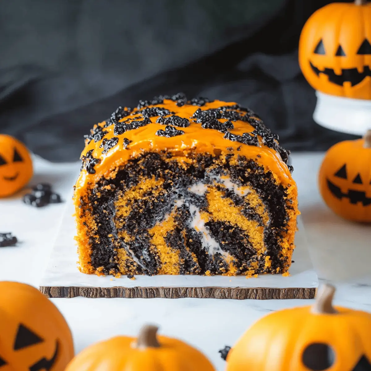 Orange and Black Halloween Marble Cake