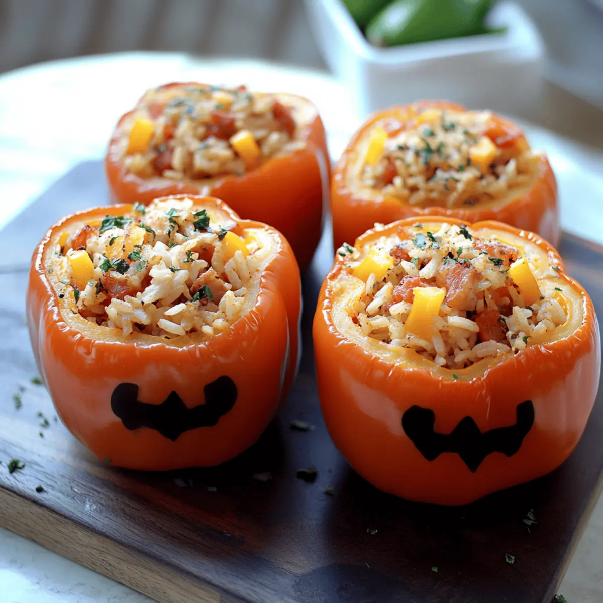 Shredded Chicken & Rice Stuffed Peppers