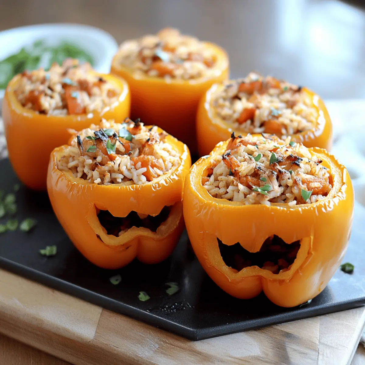 Shredded Chicken & Rice Stuffed Peppers