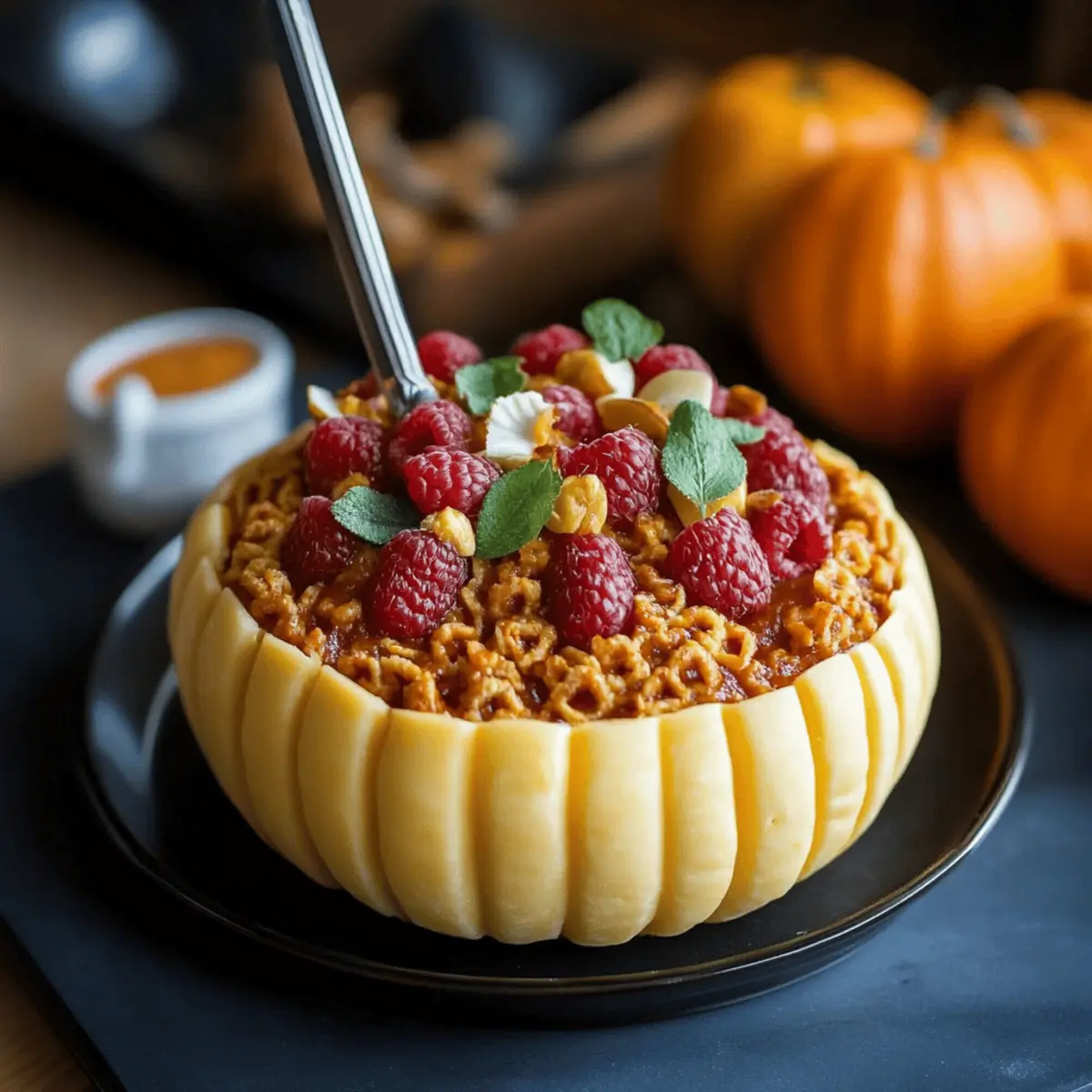 Pumpkin Taco Dip in a Hollowed Mini Pumpkin