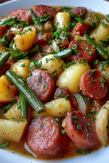 Crockpot Kielbasa and Green Beans