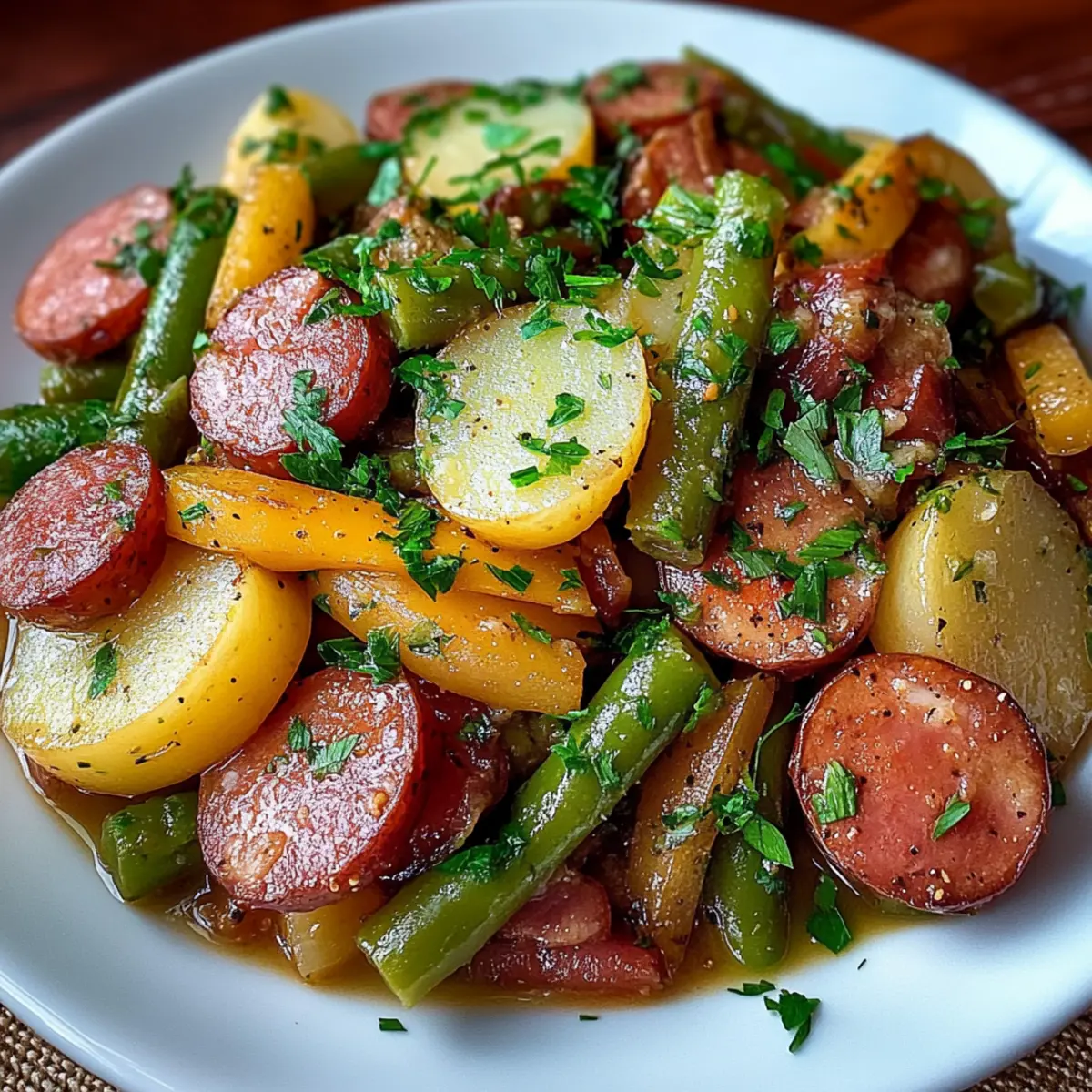 Crockpot Kielbasa and Green Beans