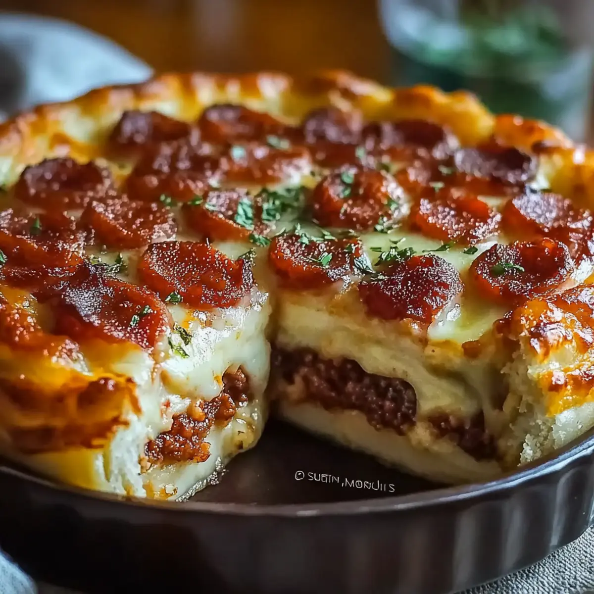 Hamburger Sausage & Pepperoni Pie