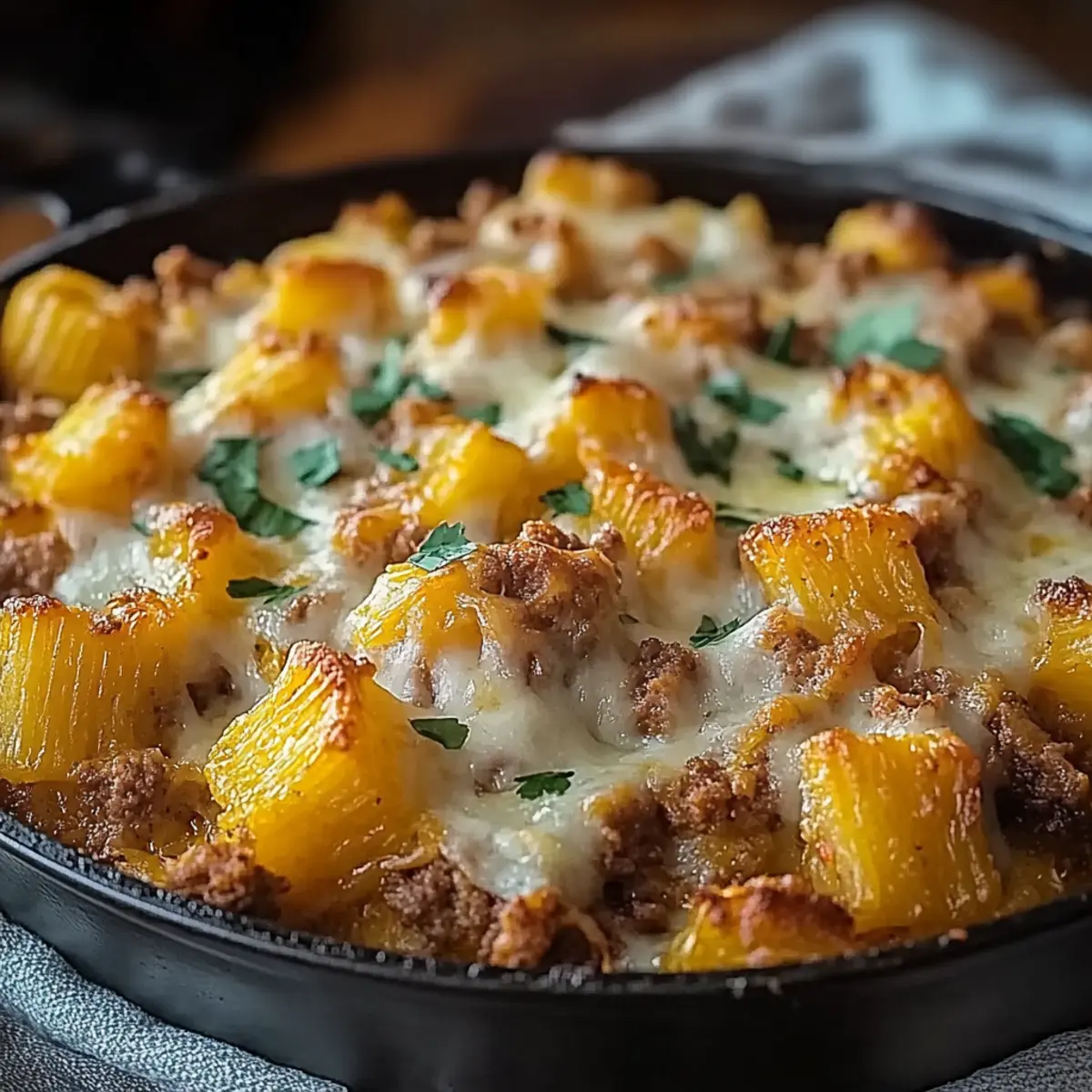 One-Pan Cheesy Meat & Potato Skillet