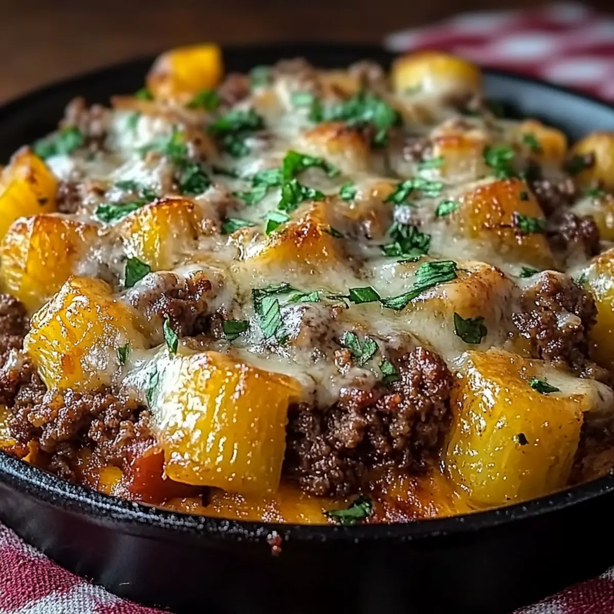 One-Pan Cheesy Meat & Potato Skillet