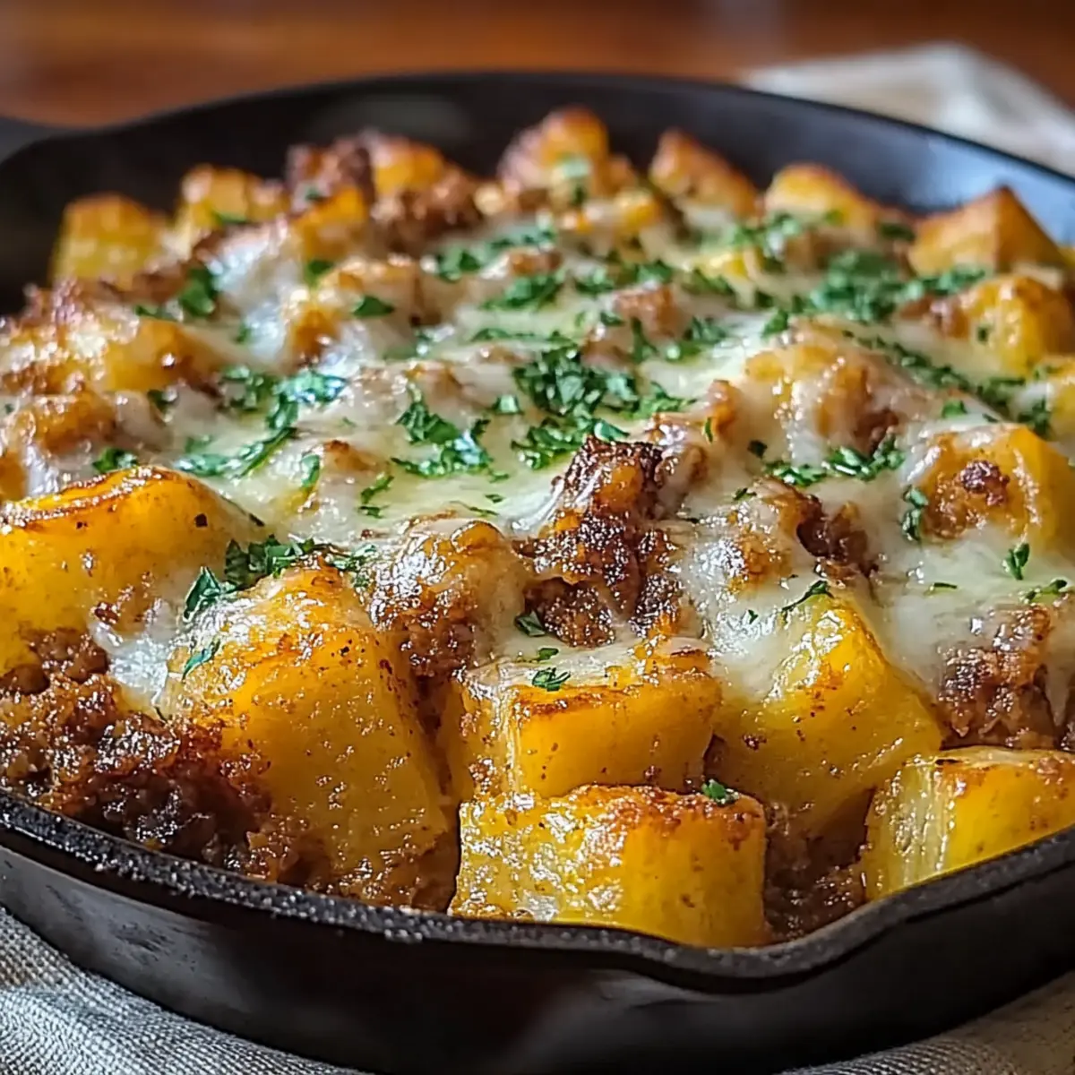 One-Pan Cheesy Meat & Potato Skillet