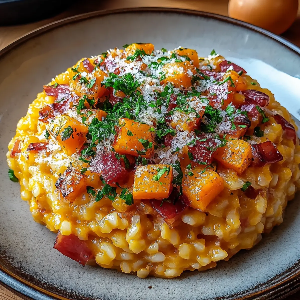 Pumpkin Risotto with Bacon & Parmesan