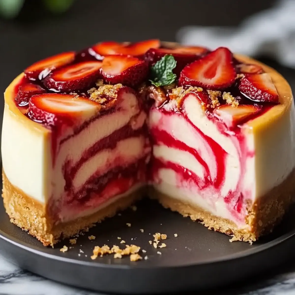 Strawberry Swirl Cheesecake