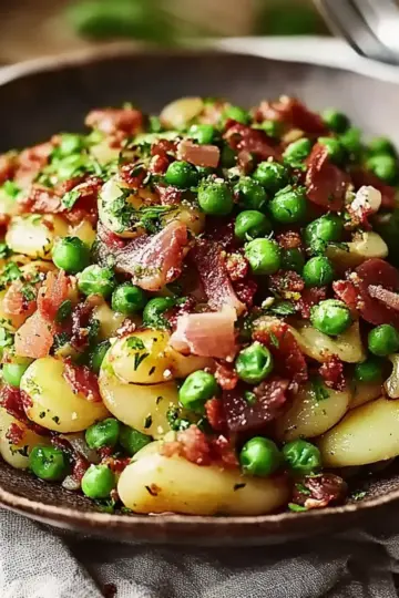 Thanksgiving Peas with Pear and Pancetta