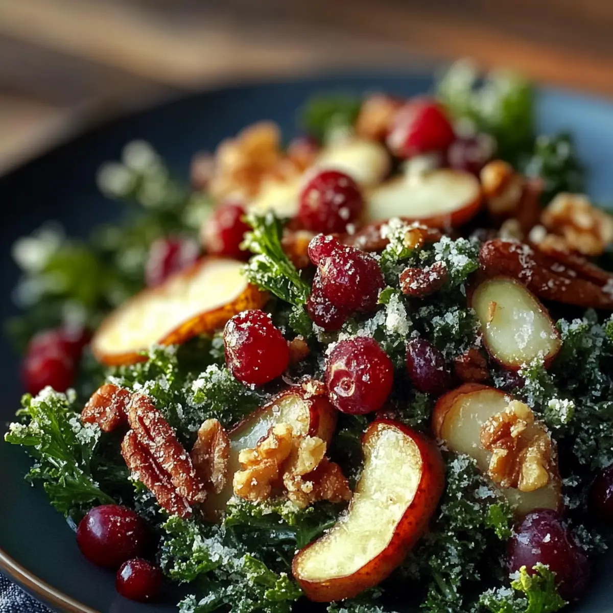 Apple Cranberry Bacon Kale Salad