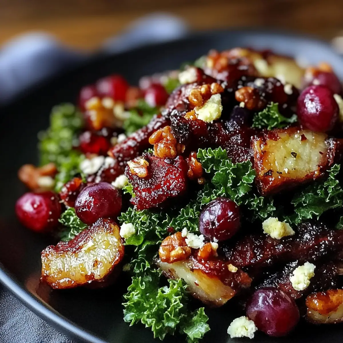 Apple Cranberry Bacon Kale Salad