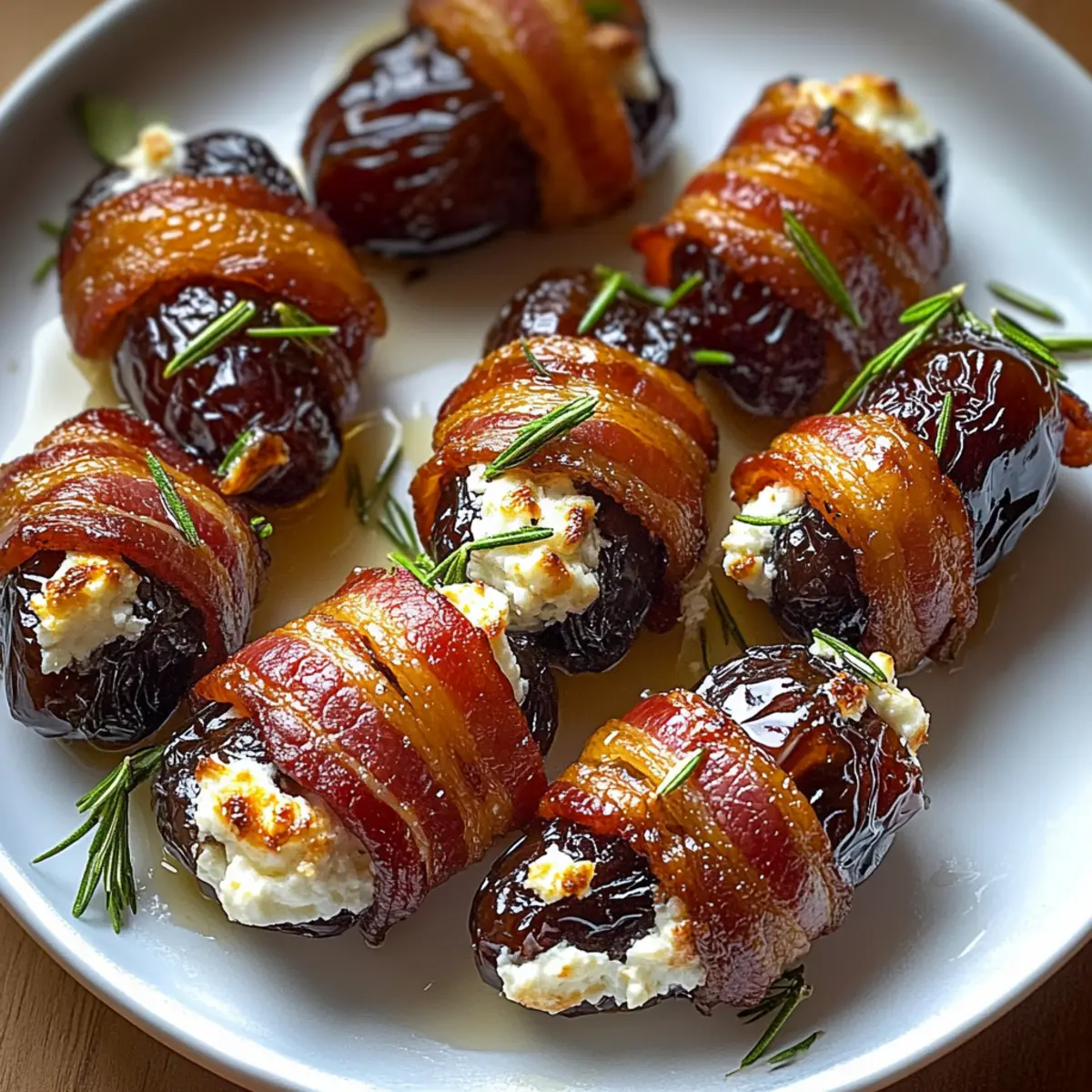 Bacon Wrapped Dates with Goat Cheese & Honey