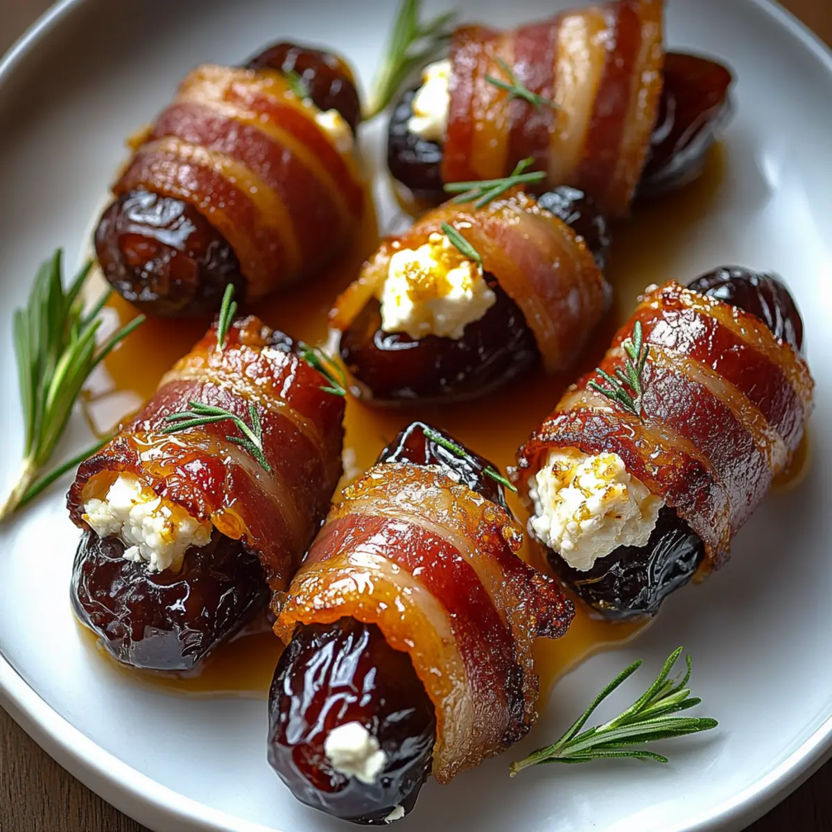Bacon Wrapped Dates with Goat Cheese & Honey