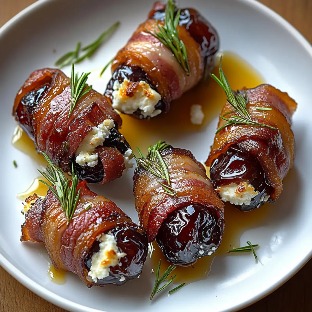 Bacon Wrapped Dates with Goat Cheese & Honey
