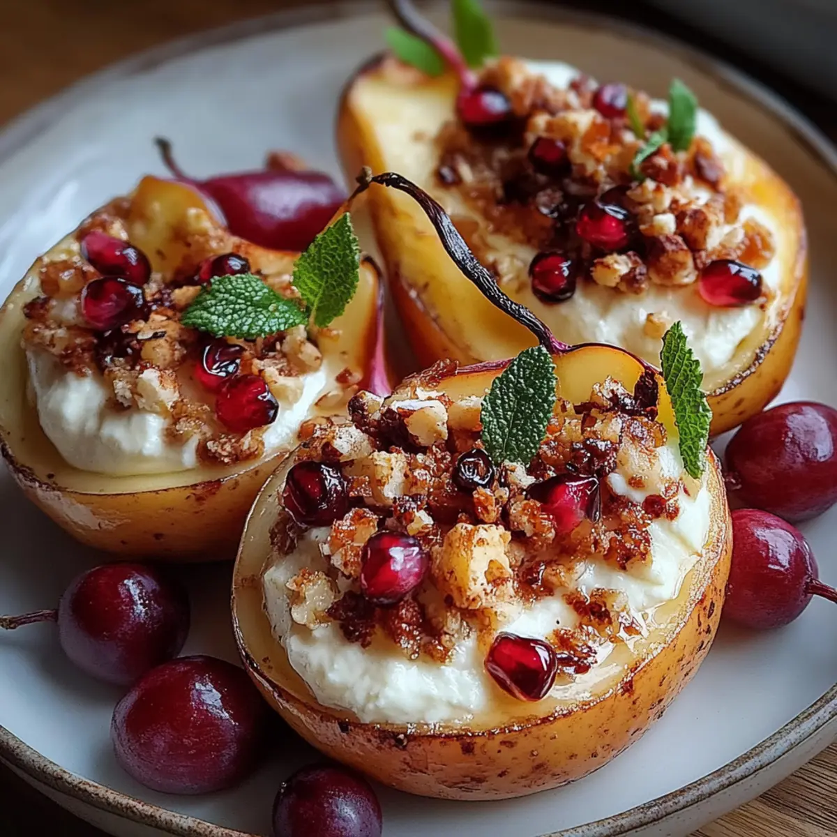 Baked Pears with Goat Cheese, Honey, and Cranberries