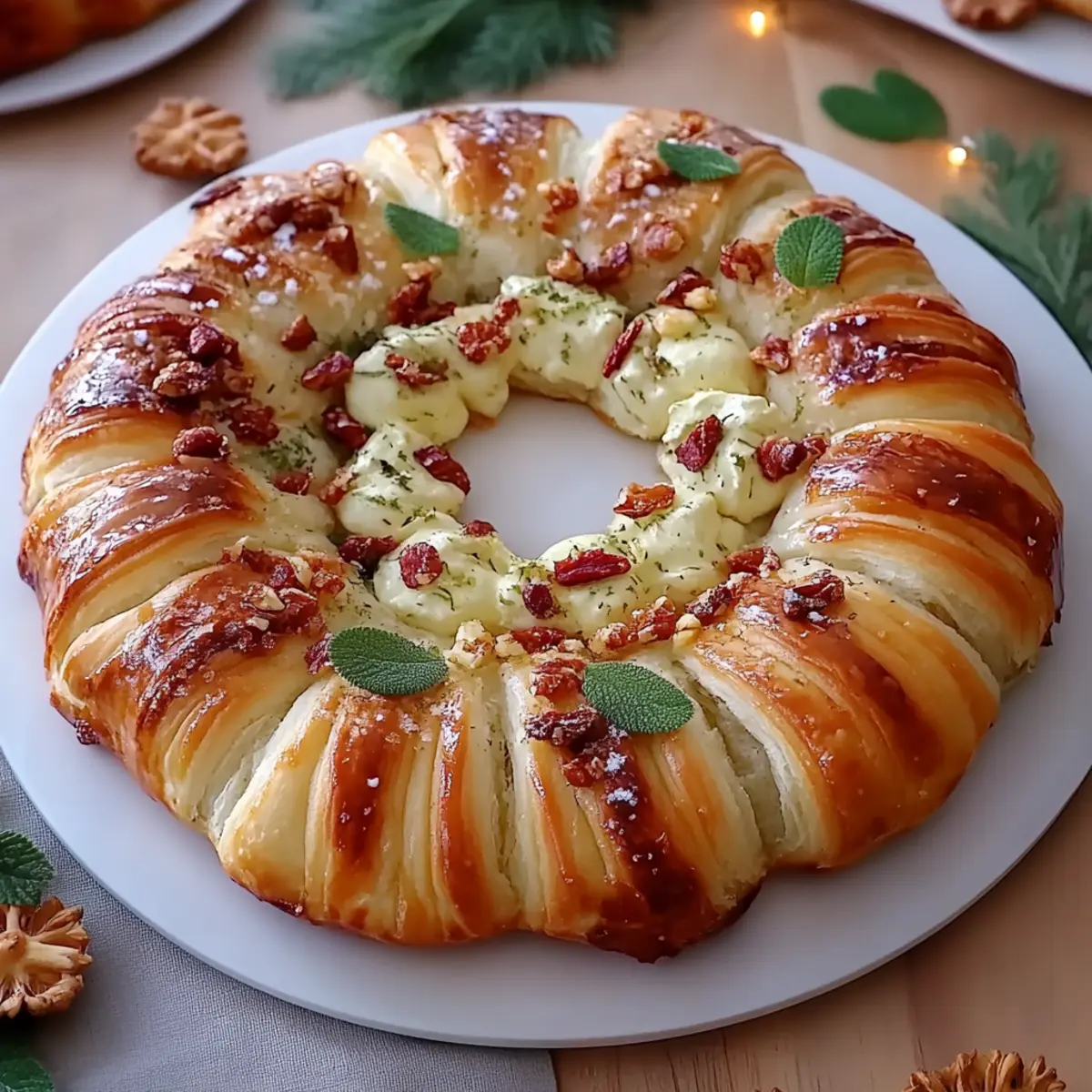 Baklava-Custard Christmas Wreath