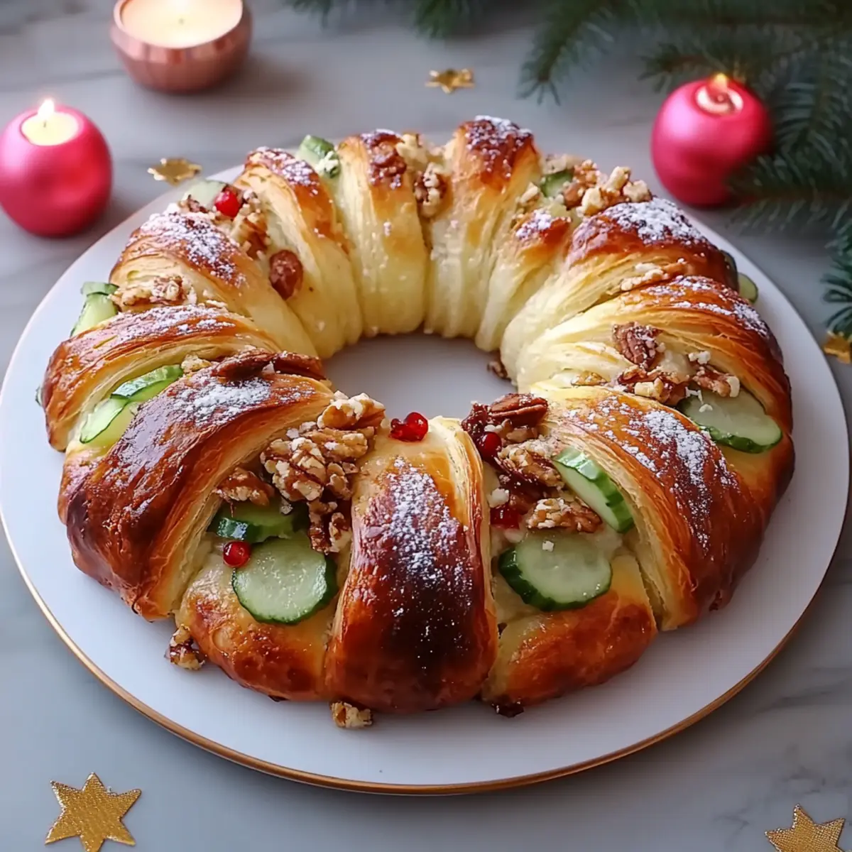 Baklava-Custard Christmas Wreath
