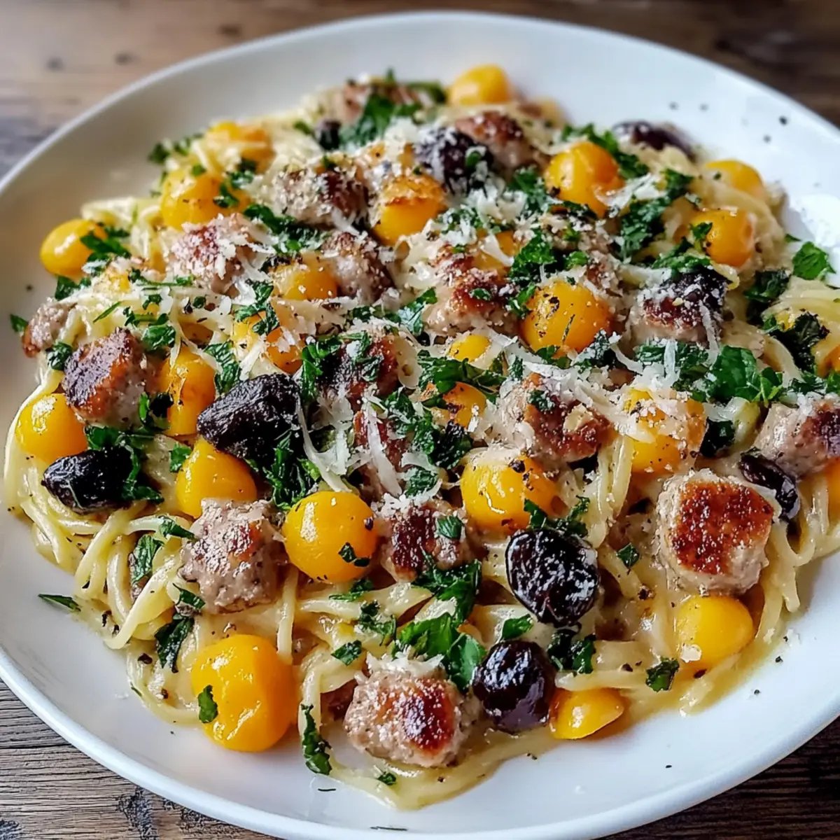 Butternut Squash and Black Bean Orzo with Sausage and Spinach