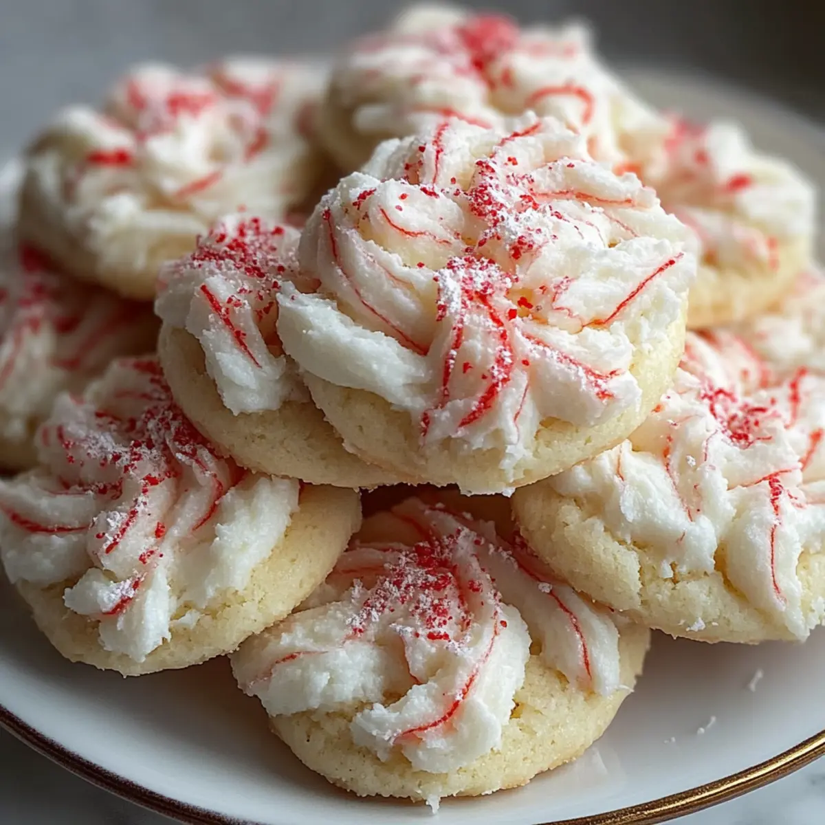 Candy Cane Whipped Shortbread Cookies