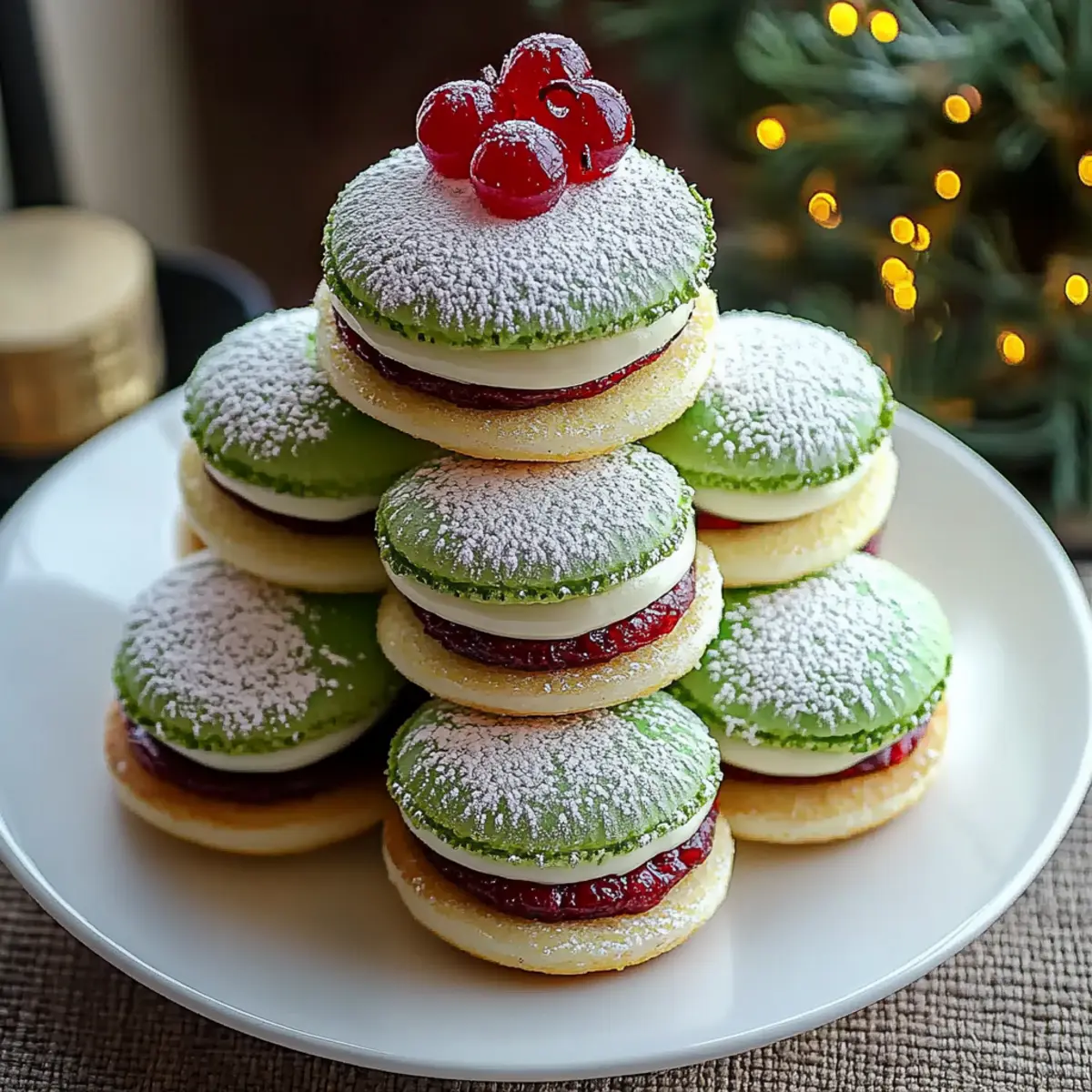 Christmas Tree Cake Macarons