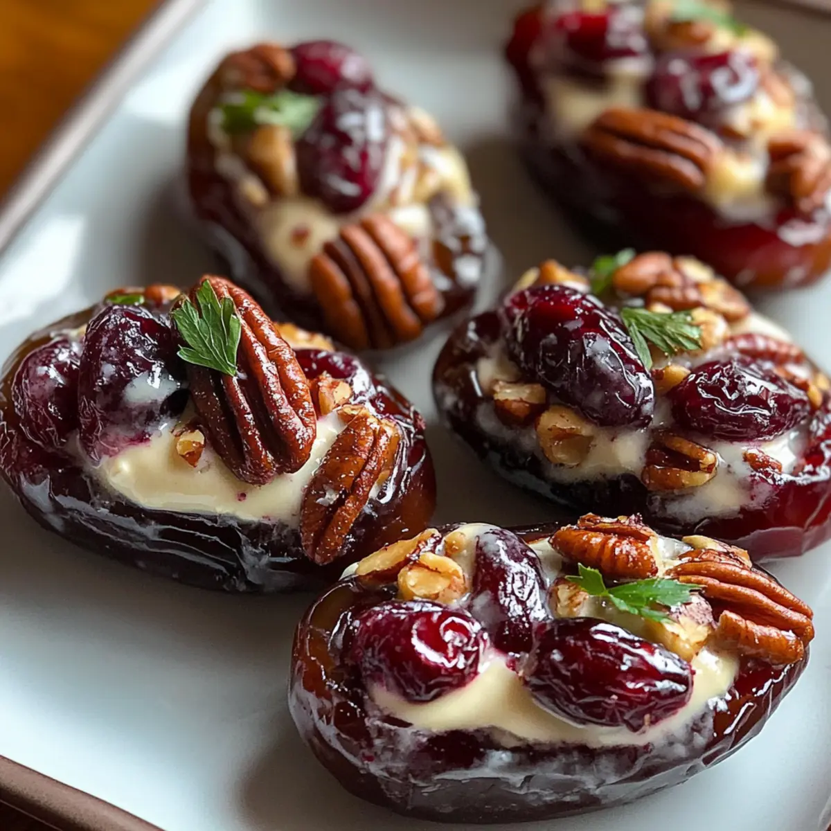 Cranberry Pecan Cream Cheese Stuffed Dates