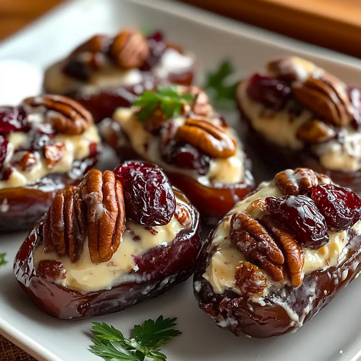 Cranberry Pecan Cream Cheese Stuffed Dates