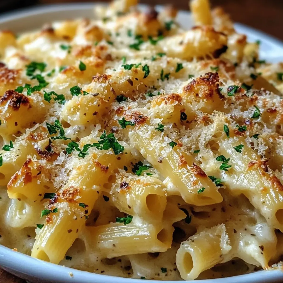 Creamy Garlic Parmesan Pasta Bake