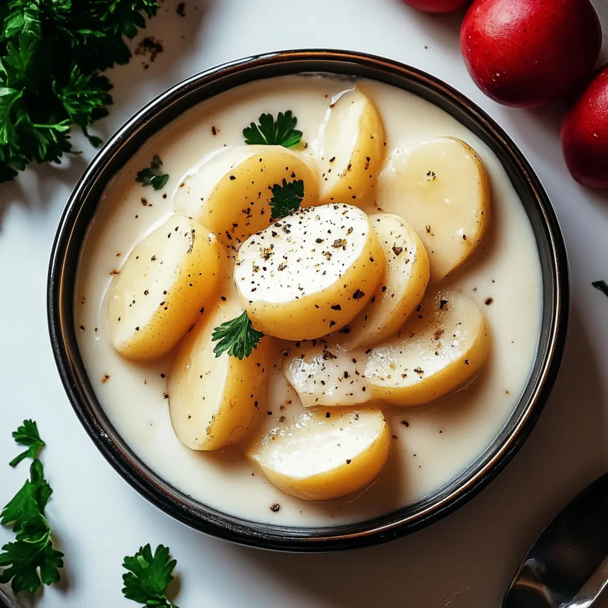 Creamy Garlic Sauce Baby Potatoes
