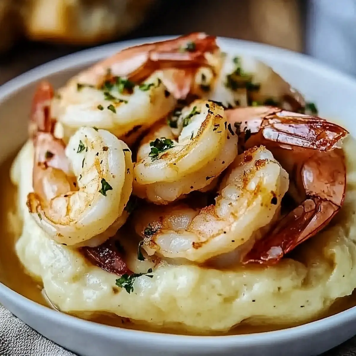 Creamy Garlic Shrimp Over Mashed Potatoes