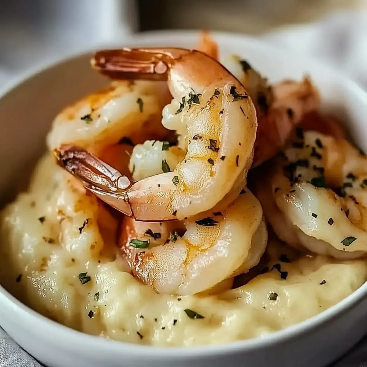 Creamy Garlic Shrimp Over Mashed Potatoes