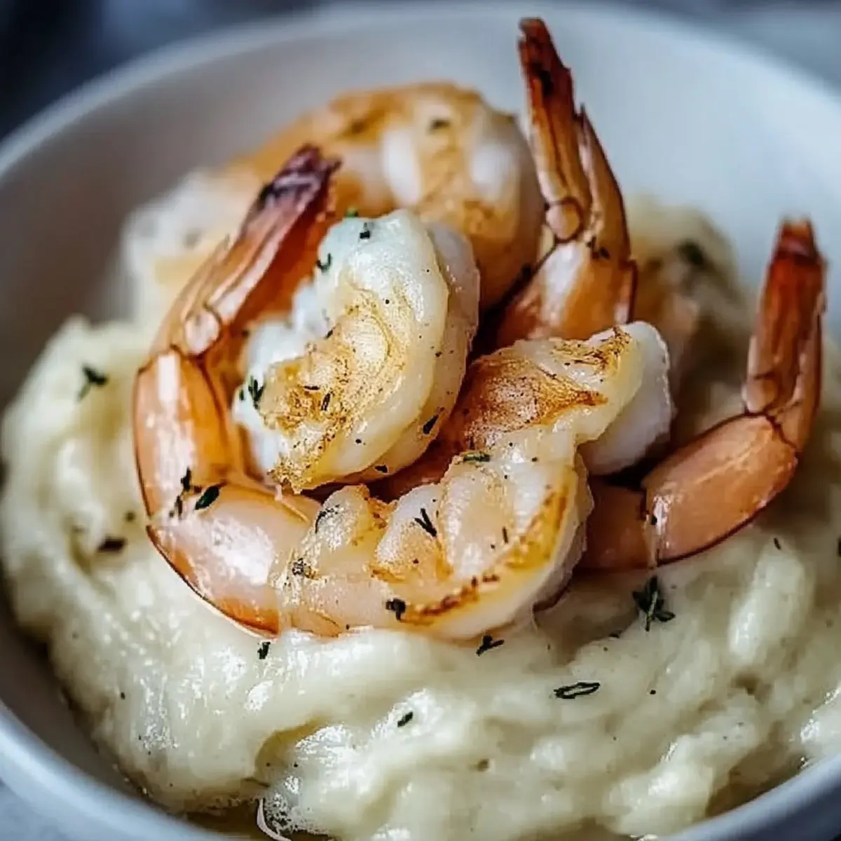 Creamy Garlic Shrimp Over Mashed Potatoes