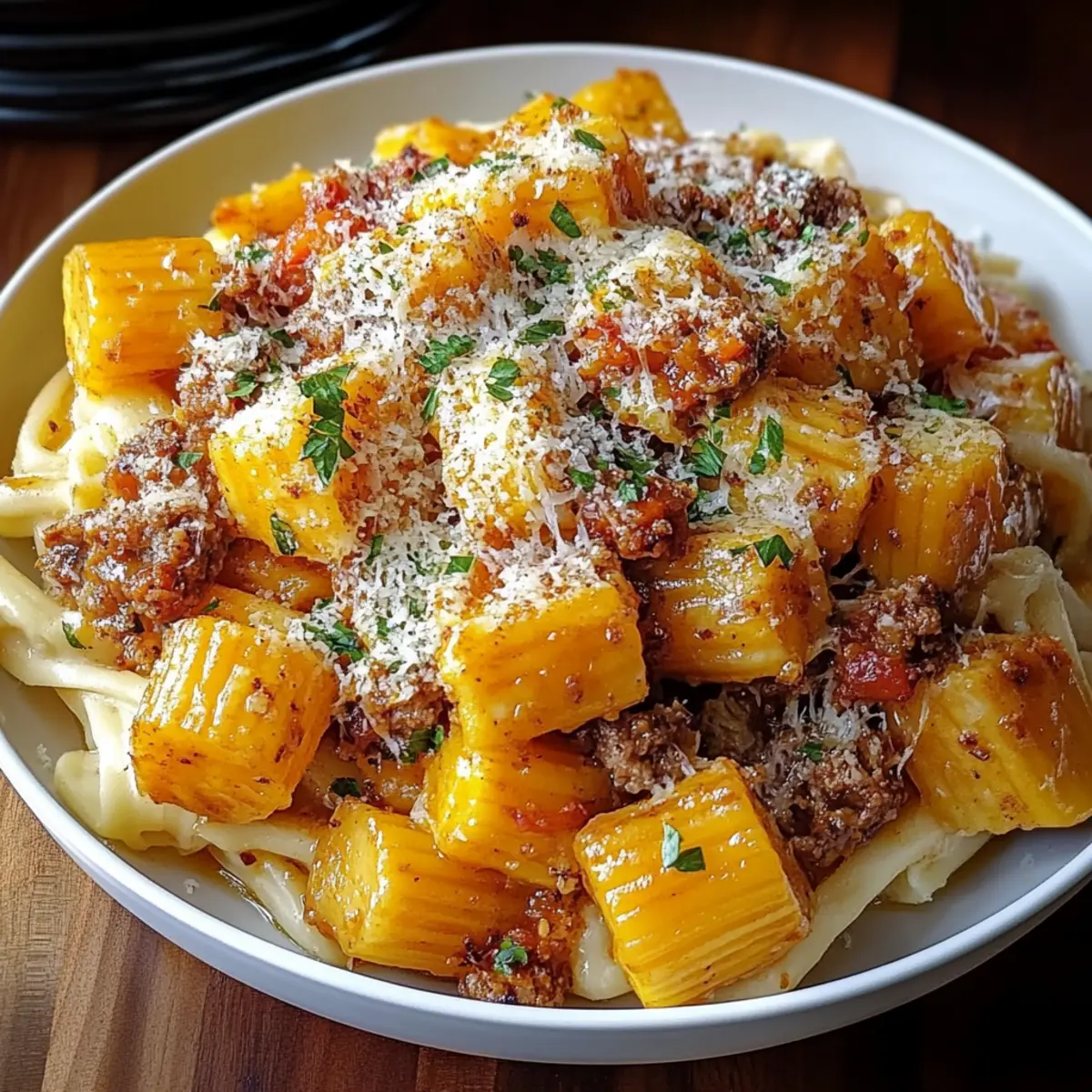 Creamy Rigatoni with Butternut Squash and Spicy Sausage