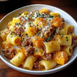 Creamy Rigatoni with Butternut Squash and Spicy Sausage