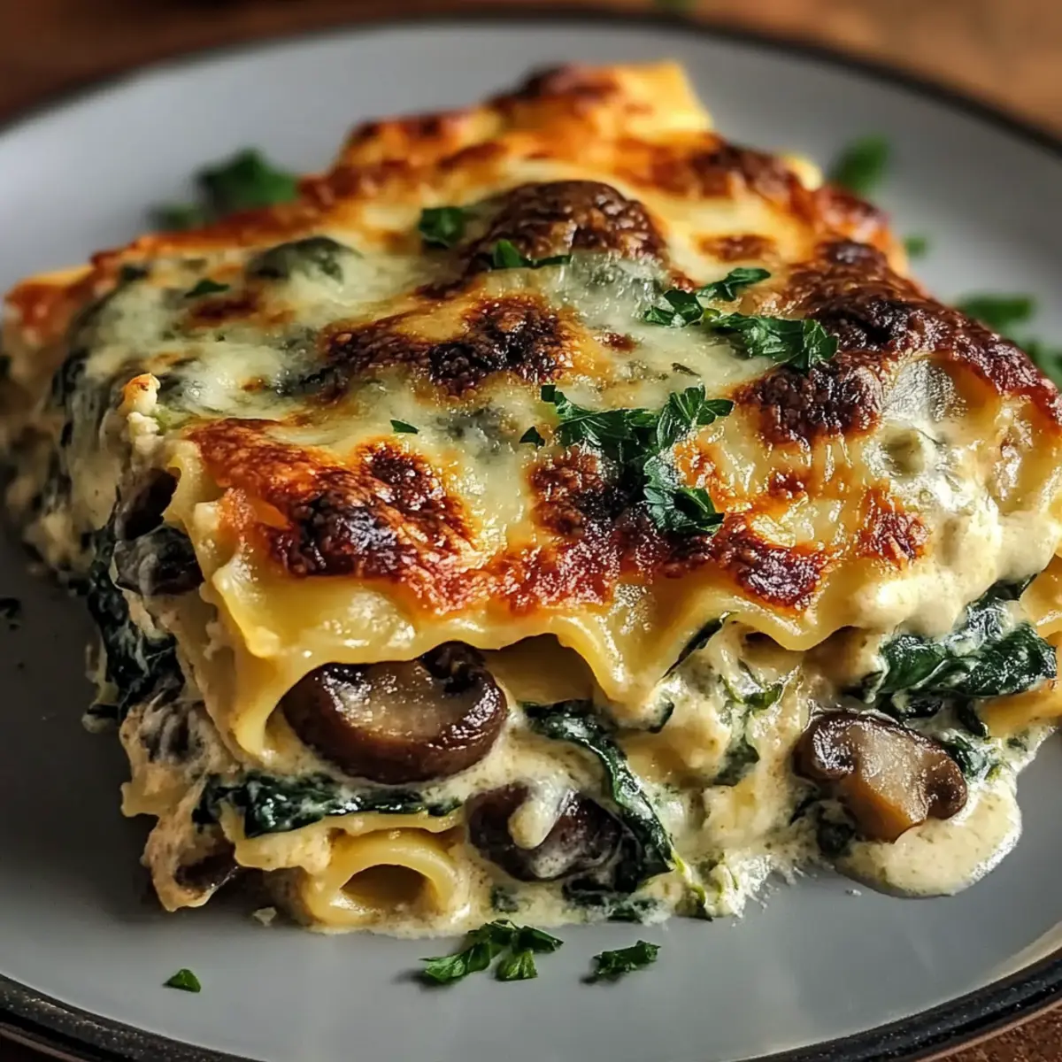 Creamy Spinach Mushroom Lasagna