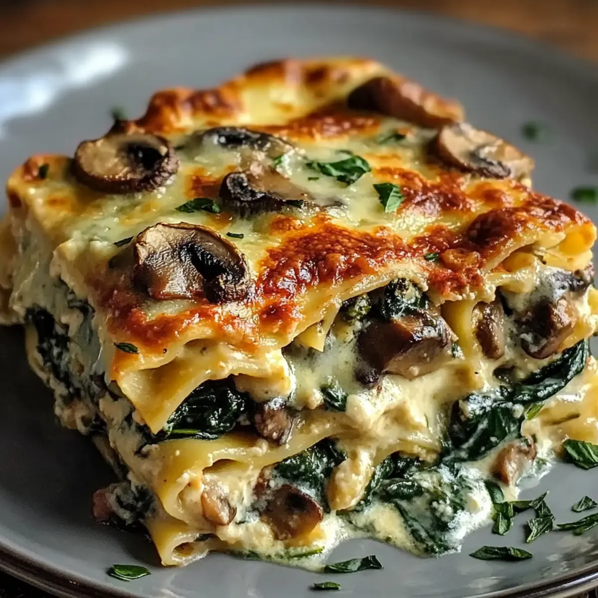Creamy Spinach Mushroom Lasagna