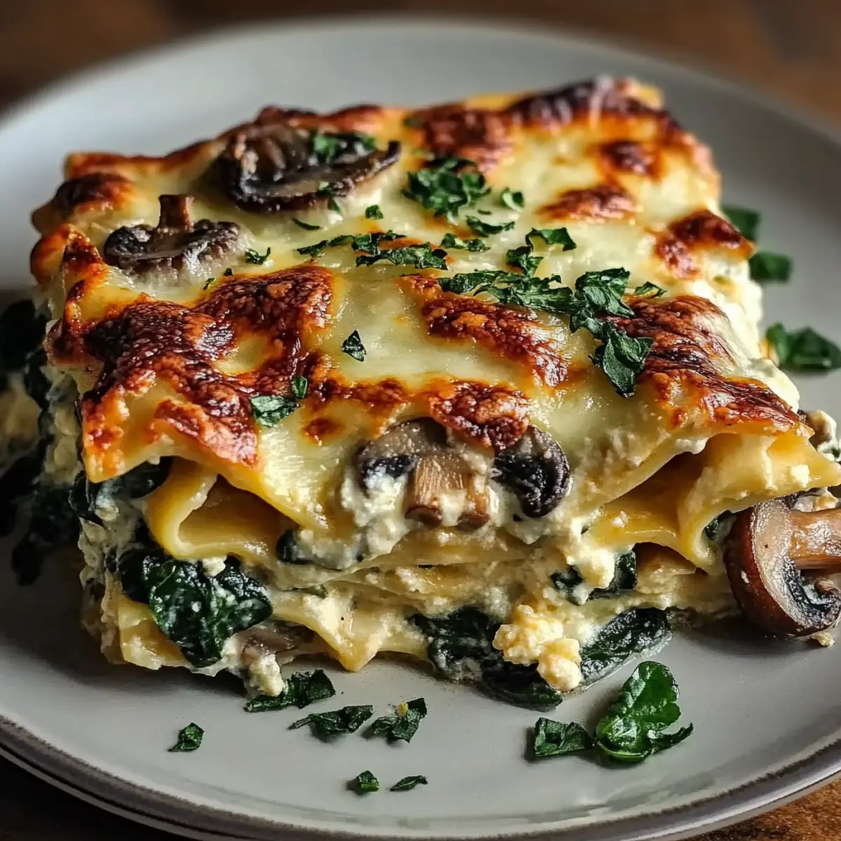 Creamy Spinach Mushroom Lasagna