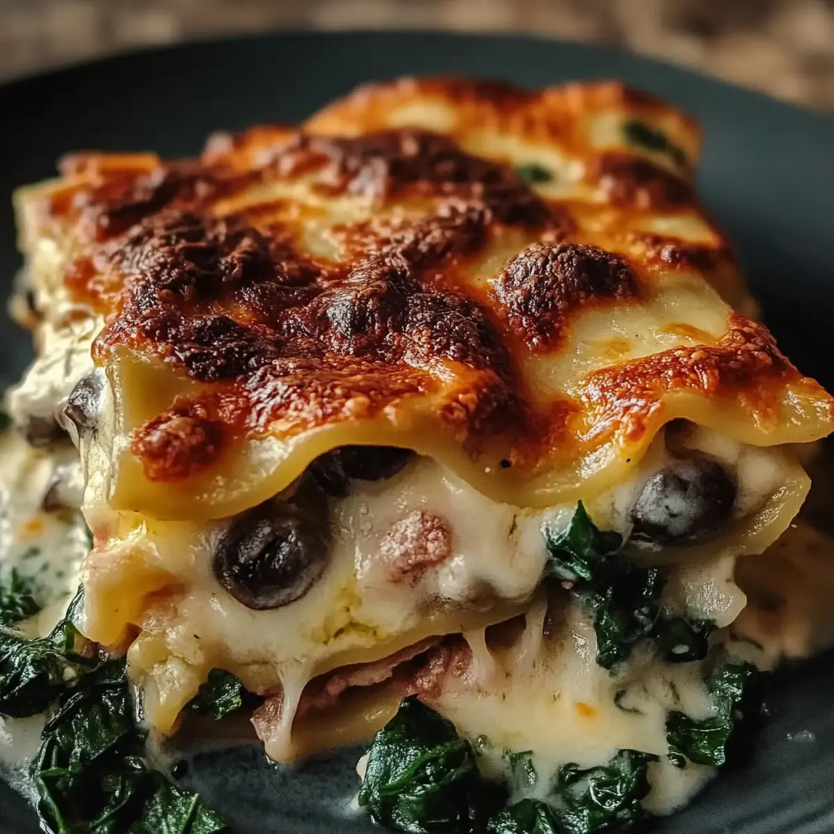 Creamy Spinach Mushroom Lasagna