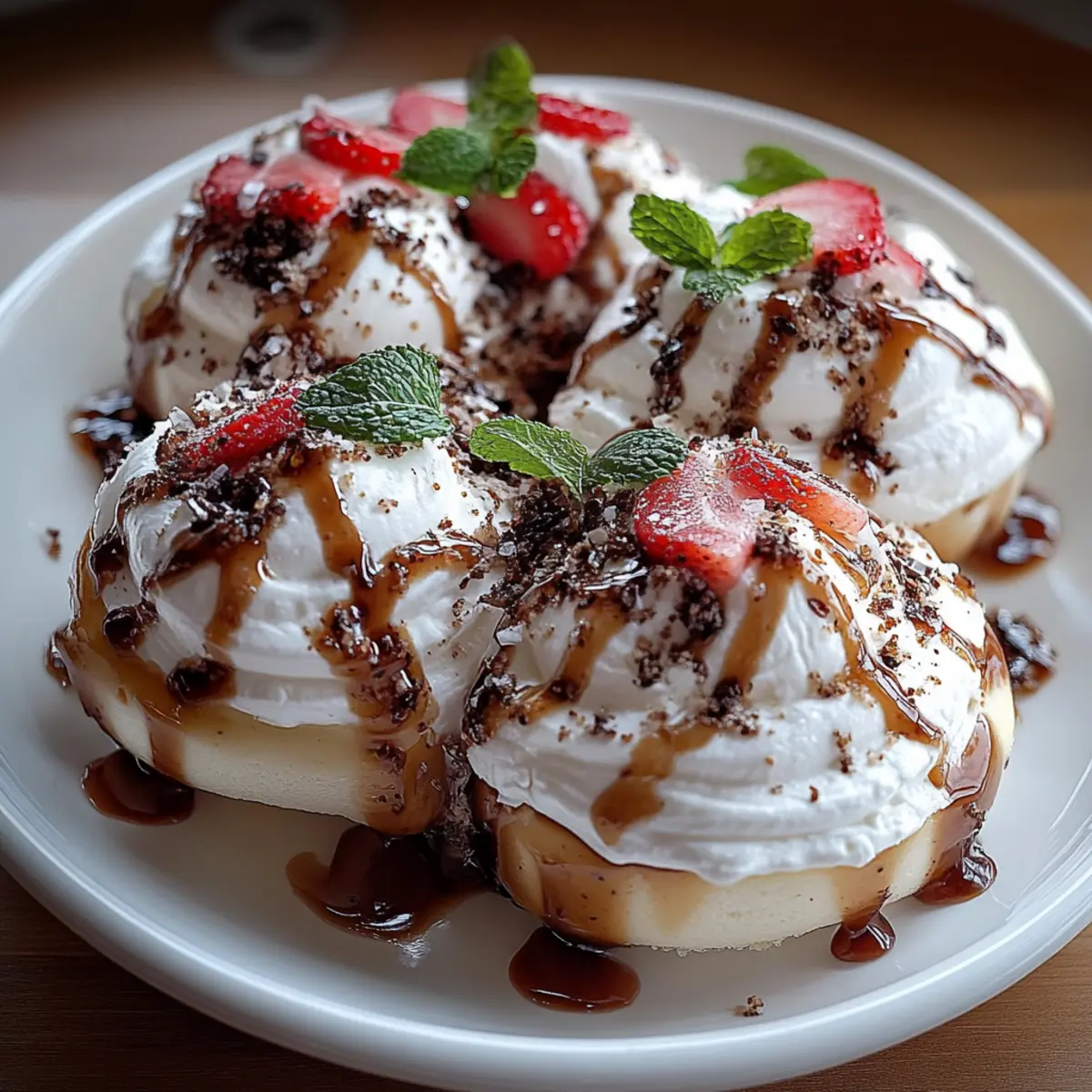 Delicate and Crispy Peppermint Meringues with a Sweet Chocolate Drizzle